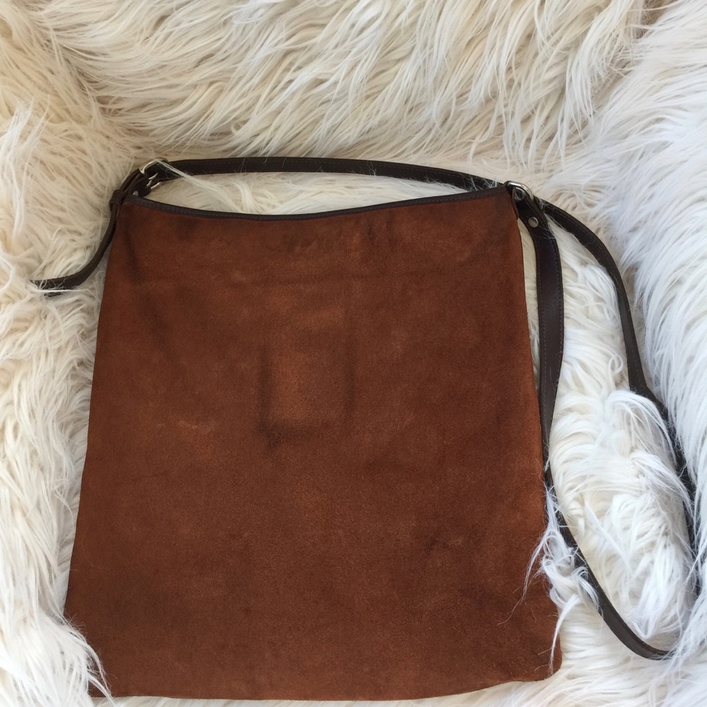 Lisa B. and Co. Chestnut Brown Suede Crossbody - Picture 5 of 5